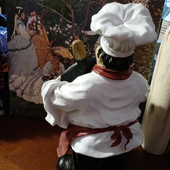 French/Italian Welcome home Chef Statue  🥖Chalkboard Sign,Nice Vintage Gift.🍜 - Picture 4 of 14
